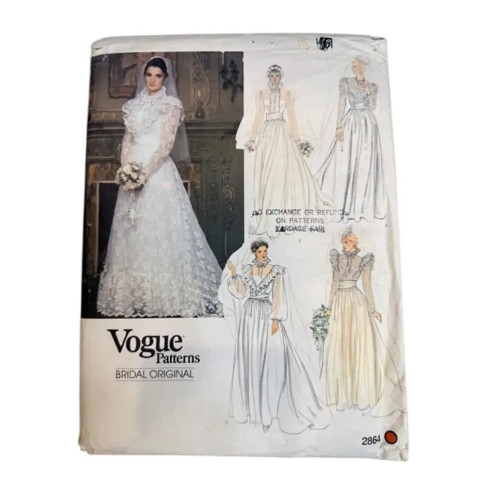 Vtg 1980 Vogue Bridal Original 2864 Wedding Dress Gown Pattern Sz 8 Uncut FF